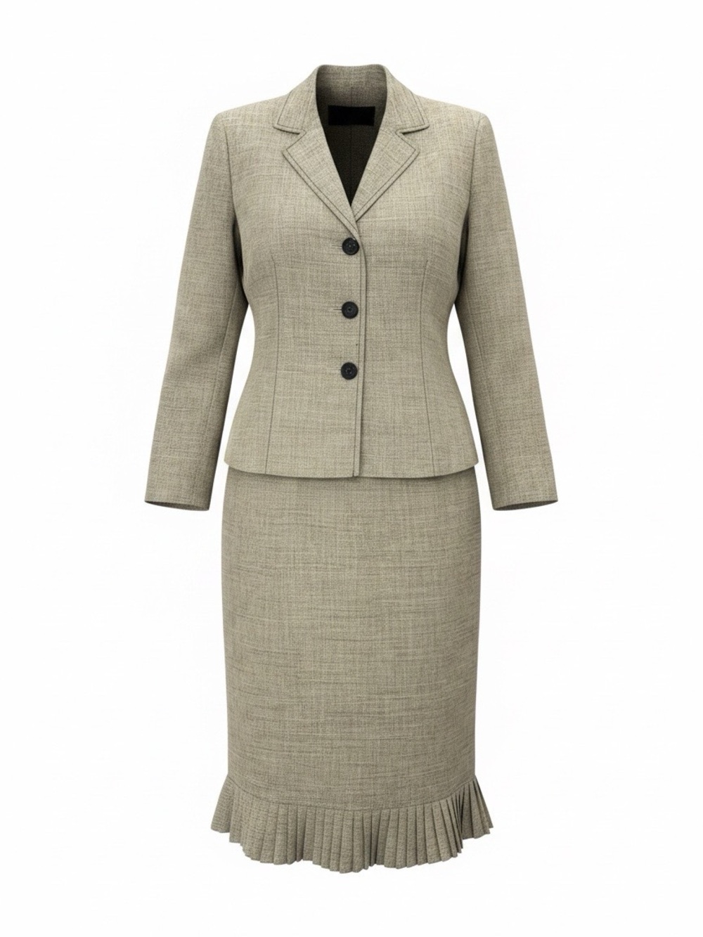 Evan Picone Taupe Tweed Two-Piece Skirt Suit